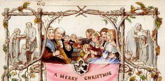 The first commercial Christmas card was sold in Britain in 1843, after civil servant Sir Henry Cole decided he was too busy to write individual Christmas greetings and asked artist John Callcott Horsley to design a card he could fill out. The idea caught on, and mass-produced greeting cards soon replaced hand-written greetings in most of Europe and North America. Today, despite the ubiquity of the internet, the greeting card industry still produces seven billion physical cards each year with annual sales of $7.5 billion. It is estimated that producing and sending all these cards generates as many as 1.1 million tons of carbon dioxide. (Public domain photo)
