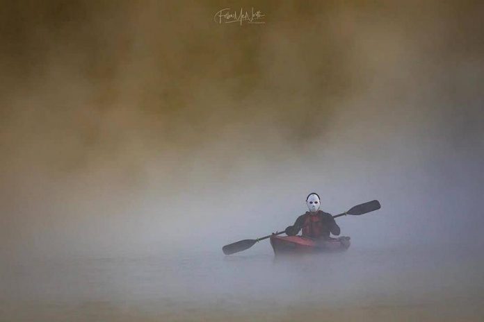 Paddle faster! The top photo on our Instagram in October 2019 was this nod to Halloween by Jesse & Susan, featuring the Jason character from the "Friday the 13th" film series paddling a kayak in Algonquin Park. (Photo: Jesse & Susan @followmenorth / Instagram)