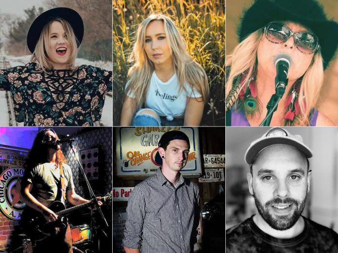  Acoustic performers in the lower-level Nexicom Studio at Showplace are (left to right, top to bottom):  Hillary Dumoulin, Elyse Saunders, Tami J. Wilde, Jacques Graveline, James Higgins, and Nick Ferrio. Also performing (not pictured) are Phil Stephenson and Victoria Pearce with Mike Graham. Jake Dudas (not pictured) will be performing in Showplace's street-level lobby.