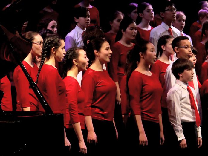 One of the finest treble choirs in the world, the 68-voice Toronto Children's Chorus will join the Peterborough Symphony Orchestra for "Christmas Fantasia" at Showplace Performance Centre in downtown Peterborough on December 7, 2019. The choir and baritone Bradley Christensen will perform Ralph Vaughan Williams' "Fantasia on Christmas Carols". (Photo courtesy of Toronto Children's Chorus)