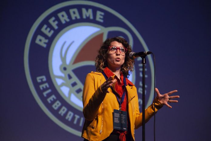 Filmmaker Jeannette Breward speaks to audiences about her process following the screening of "60 Seasons" at ReFrame 2019. (Photo: Natelie Herault)