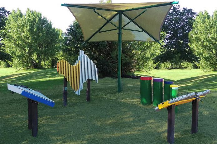 Proceeds from the 2019 Kawartha Rotary Christmas Auction, which runs online from November 18th to December 1st, will support the purchase of an outdoor musical instrument play area for children at the Riverview Park and Zoo in Peterborough. The outdoor instruments, invented by Grammy award-winning musician Richard Cooke, will be supplied by Colorado-based company Freenotes Harmony Park, which has installations around the world including at the Montreal International Jazz Festival. (Photo: Freenotes Harmony Park)