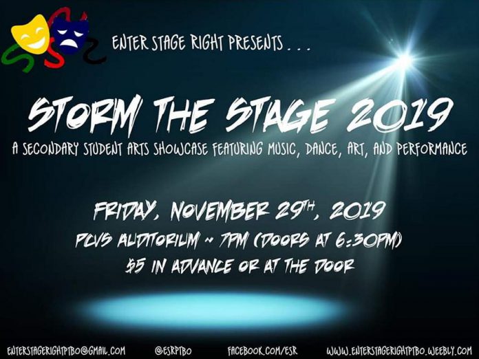 Storm the Stage takes place on November 19, 2019 at the PCVS Auditorium in downtown Peterborough. (Graphic  courtesy of Enter Stage Right)