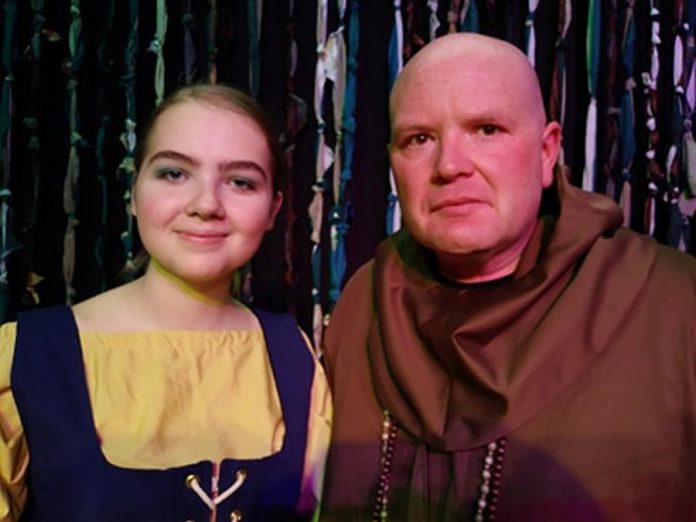 In 2019, theatre writer Sam Tweedle (right), pictured with Sidney Worden in a promotional photo for "The Heart of Robin Hood", walked the talk with a small role in the Lindsay Little Theatre production in November 2019. (Photo: Lindsay Little Theatre)