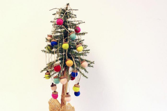 Felted acorn decorations from Ecomum. (Photo courtesy of GreenUP)