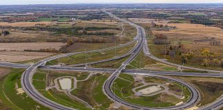 The new interchange between Highway 407 and Highway 35/115 will be open to drivers beginning December 9, 2019, ahead of schedule. (Photo: Blackbird Infrastructure Group)