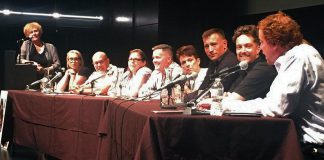 Kim Dolan (far left) is the new executive director of YWCA Peterborough Haliburton effective February 3, 2020. Dolan, who has been executive director at PARN for the past 13 years, is pictured here moderating the panel at the Peterborough Opioid Summit on July 11, 2019 at Market Hall Performance Centre in downtown Peterborough. (Photo: Paul Rellinger / kawarthaNOW.com)