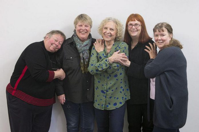 Lynn Zimmer (second from right) with Joice Guspie, Darlene Lawson, Billie Stone, and Martha Ireland, the original founders of Toronto’s Interval House, Canada’ first crisis shelter for women fleeing domestic violence. The shelter was established in 1973. (Photo: Chris Young / Canadian Press)