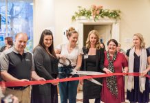 Six new businesses were launched at the December 2019 edition of the Starter Company Plus Showcase. Each entrepreneur received a $5,000 grant to support growth in their business. From left to right: Brett Pritchard (B & B Game Designs), Kristin Cole (Kawartha Complete Care), Katelin Turcotte (Wilde Beauty), Anna Perry (Your Second Family), Nicole Cooke (Organized by Design), and Sonja Martin (Rooted Lavender). Over 50 guests attended the showcase at Showplace Performance Centre on December 5, 2019. (Photo: Alyssa Cymbalista)