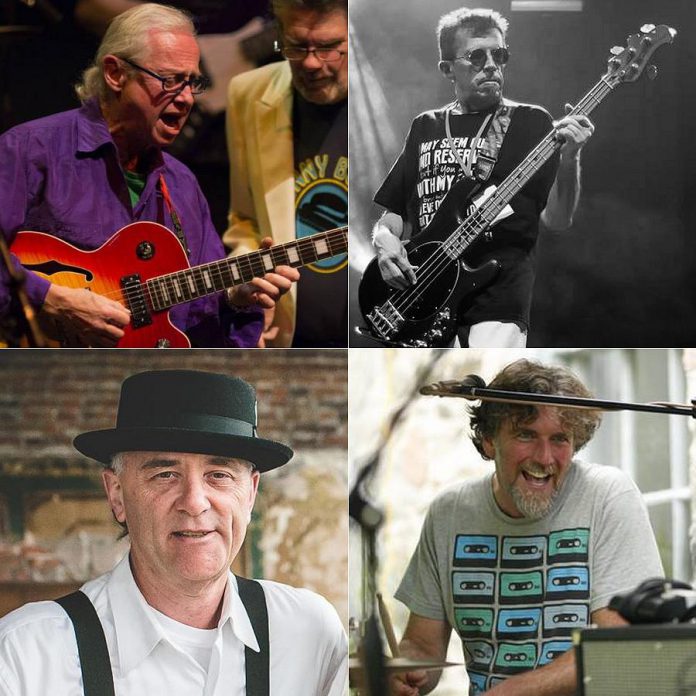 The Rocket Revue's new rhythm section (clockwise from top left): Bobby Watson on guitar, JP Hovercraft on bass, Rob Phillips on keyboards, and John Climenhage on drums.