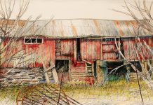 A detail from '#13 Hand-Made Barn' by Peter Large (graphite, coloured pencil and ink on Italian paper) from 'Traces', a collaboration with photographer Felicity Somerset that will be on display at the Art Gallery of Northumberland in January. (Photo courtesy of the artist)