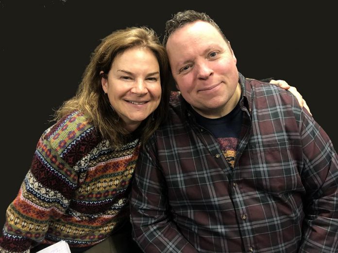 Actor and director Linda Kash directs the New Stages production of Duncan MacMillan's “Every Brilliant Thing” written by British playwright Duncan MacMillan and originally performed by British comedian Jonny Donahoe. Linda is pictured here at a rehearsal with Dora Award winner and Stratford Festival company member Steve Ross, who performs the play. (Photo: Eva Fisher / Public Energy)