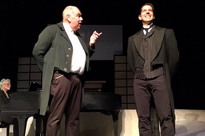 David Geene as Anton Diabelli, the composer of the minor waltz with which Beethoven became obsessed, with Jason Shulha as Beethoven's assistant Anton Schindler. (Photo: Jerry Allen)