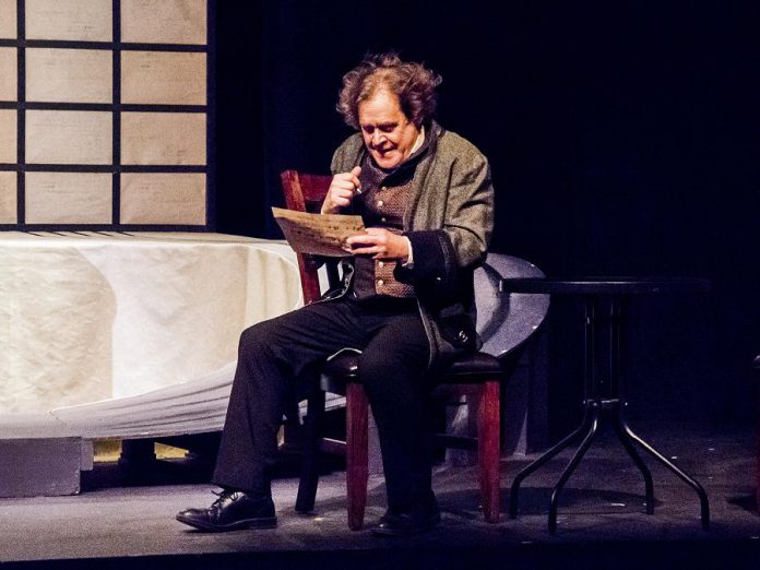Christopher Spear performs as Ludwig Von Beethoven in the Peterborough Theatre Guild's production of "33 Variations", written by Moises Kaufma. Directed by Chris Lee, the play also stars Jane Werger as modern-day musicologist Dr. Katherine Brandt, who is obsessed with discovering why Beethoven was himself so obsessed with a mediocre waltz by Austrian music publisher Anton Diabelli that he composed 33 variations of the piece. The play runs from January 17 to February 1, 2020 at the Guild Hall in Peterborough. (Photo: Paul Macklin)