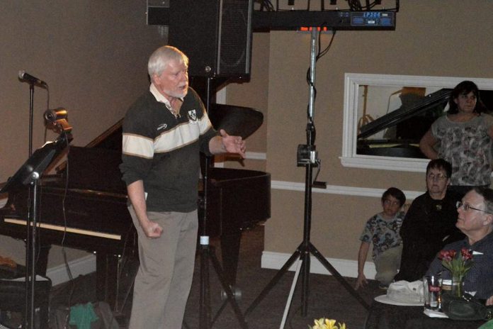 Hugh Foley sharing stories from Ireland at Foley's Irish Pub in 2016. (Photo courtesy of Theresa Foley)