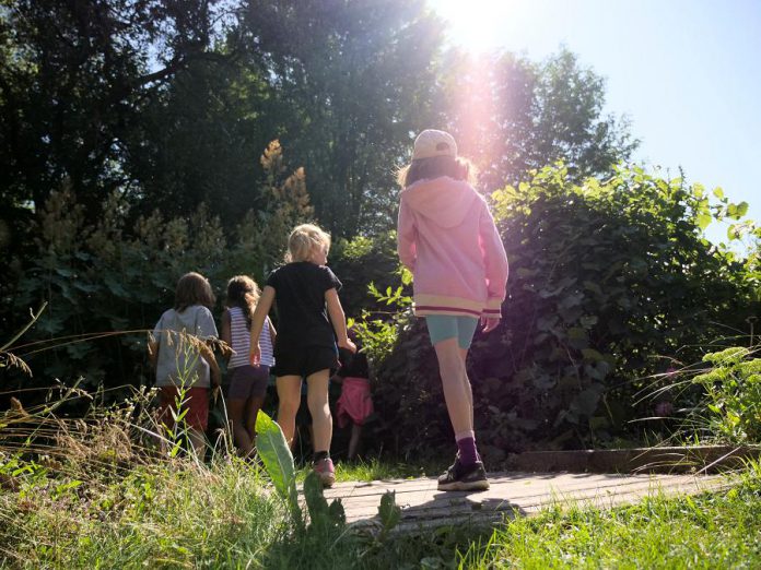 Spending time in natural spaces at a summer camp has both educational and health benefits for children. Not only do campers connect with and learn about the natural world, but the physical activities offered at summer camps counteract our increasingly sedentary lifestyle. (Photo courtesy of GreenUP)