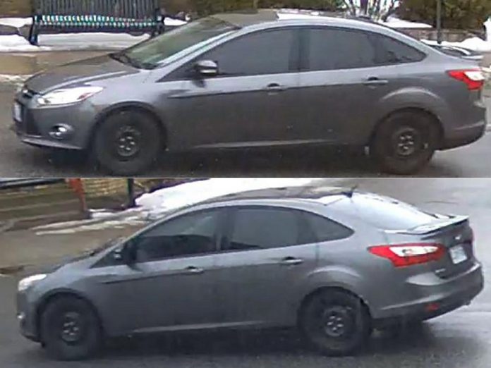 Police are seeking the public's help in identifying this vehicle of interest in connection with the shooting death of 18-year-old Alex Tobin of Omemee on February 18, 2020. The Grey Ford Focus was last seen westbound on Highway 7 in Omemee shortly after the shooting at 1 p.m. (Supplied photos)