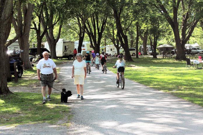 Located in the heart of the City of Peterborough, Beavermead Campground features 97 campsites including four fully accessible sites with barrier-free picnic tables, and a paved surface pad. Construction is currently underway on a new $653,000 comfort station featuring fully accessible washrooms and showers, scheduled for completion in early summer 2020.  (Photo courtesy of Otonabee Conservation)