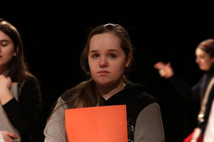 In Enter Stage Right's production of Amanda Murray Cutalo's one-act comedy "Typecast", Eden Farris plays  Audrey "The Ensemble Girl", one of the student actors cast against type in a high school play. (Photo: Dakota Hamilton)