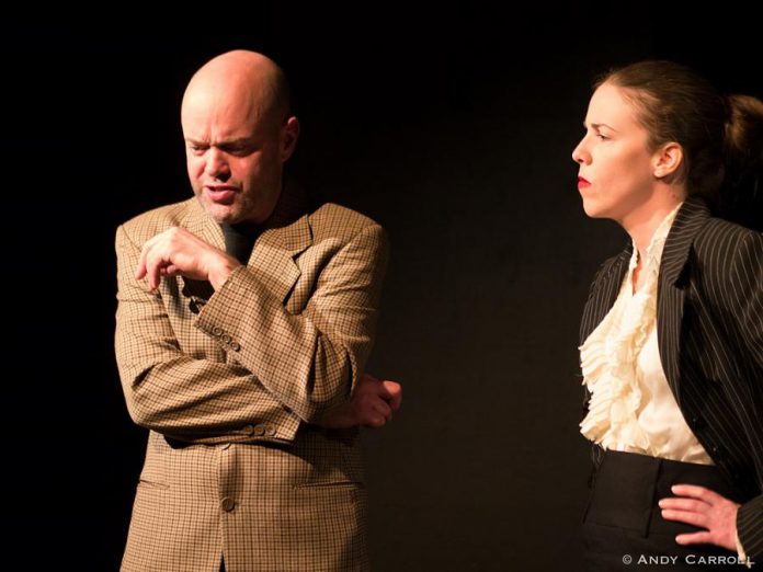 Dan Smith as psychiatrist Dr. Martin Dysart with Lindsay Unterlander as court magistrate Hesther Soloman, who believes Dysart can help a distrubed young man named Alan Strang, who blinded six horses at a stable where he worked. (Photo: Andy Carroll)