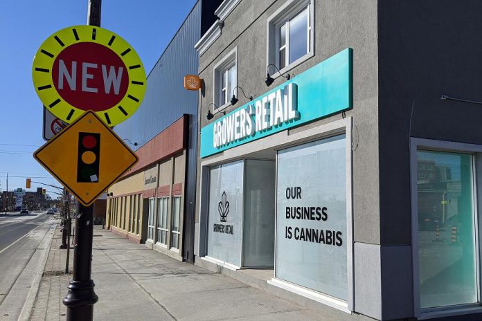 Growers Retail, Peterborough's first legal cannabis retailer located at 225 George Street North in downtown Peterborough, is set to open on April 1, 2020. (Photo: Bruce Head / kawarthaNOW)