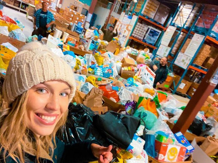 Some of the 22,707 pounds of food and toilet paper donated to Kawartha Food Drive on March 23, 2020 as a result of the "Spare A Square" porch food drive in Peterborough. (Photo: Kawartha Food Share)