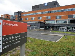 Signs point to the main entrances at Peterborough Regional Health Centre, including the Emergency Department. (Photo: PRHC)