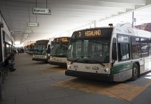 In an effort to support social distancing and slow the spread of COVID-19, riders will not be required to pay or show fare media to board a Peterborough Transit bus. The customer waiting and restrooms at the Simcoe Street Bus Terminal are closed to the public. (Photo: Peterborough Transit)