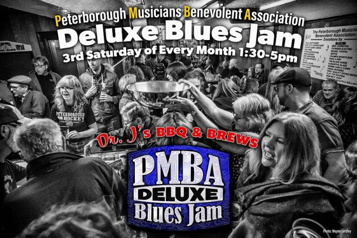 The key fundraiser for the Peterborough Musicians' Benevolent Association has been the monthly Deluxe Blues Jam, held monthly at Dr. J's BBQ & Brews in downtown Peterborough until bars were forced to close due to the COVID-19 pandemic.  The Deluxe Blues Jam will return when the crisis is over, but in the interim you can make a donation directly to the association by mail or (coming soon) by e-transfer. (Photo: Wayne Eardley)