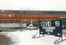 Peterborough Regional Health Centre (PRHC) has moved its by-appointment-only COVID-19 assessment centre from the emergency department to a mobile site, and has completed upgrades to its main entrance, which now features touch-free sliding doors. (Photo: PRHC)