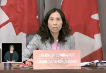 Canada's chief public health officer Dr. Theresa Tam providing an update on the federal government's COVID-19 modelling projections at a technical briefing on April 28, 2020. (Screenshot / CPAC)