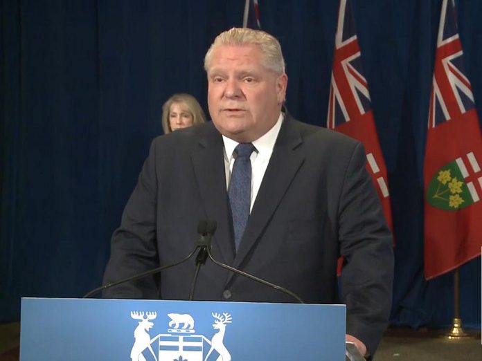 Ontario Premier Doug Ford during a media update about COVID-19 on April 22, 2020. (Screenshot: Premier's Office / YouTube)