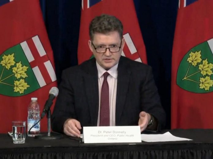Dr. Peter Donnelly, president and CEO of Public Health Ontario, speaking during a media briefing about Ontario's COVID-19 projection modelling on April 3, 2020. (Screenshot)