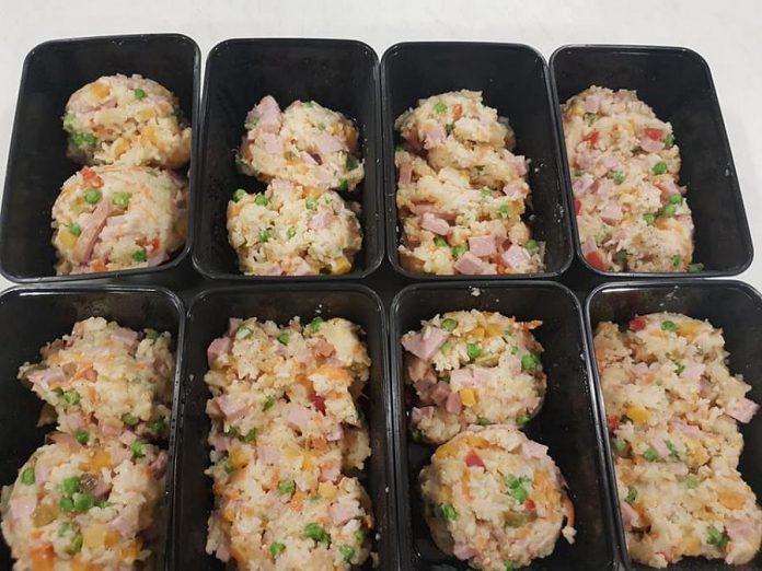 Vegetable rice pilaf with diced ham, one of the free meals prepared for people in need by Rolf Joss and Ken Pierce of Feed The Need Havelock. (Photo: Rolf Joss / Facebook)