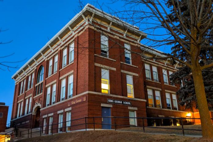 King George Public School at 220 Hunter Street East in Peterborough's East City. (Photo: Bruce Head / kawarthaNOW.com)