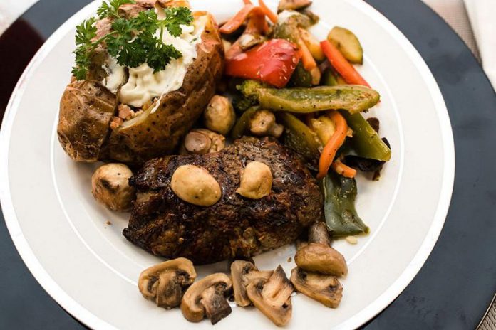 That's a Wrap Catering is one of the businesses featured in the new PTBO Food To Go - during COVID19 Facebook group. Pictured is their rib steak with broiled mushrooms, baked potato, and sauteed peppers. (Photo: Heather Doughty)
