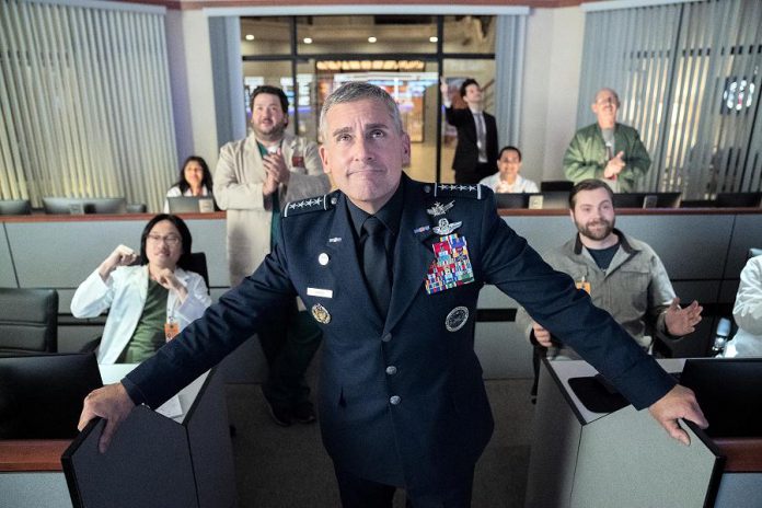 Steve Carell stars as General Mark R. Naird in the new Netflix original comedy series "Space Force", about a group of people taskes with creating Donald Trump's new branch of the U.S. military. Also starring John Malkovich, Ben Schwartz, and Lisa Kudrow, the series premieres on Netflix Canada on May 29, 2020. (Photo: Netflix)