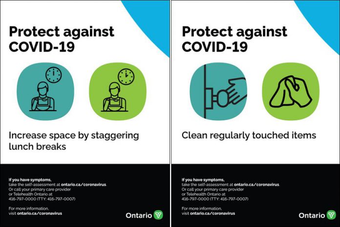 Ontario government safety posters for employers and employees in the restaurant and food services sector. (Graphics: Ontario government)