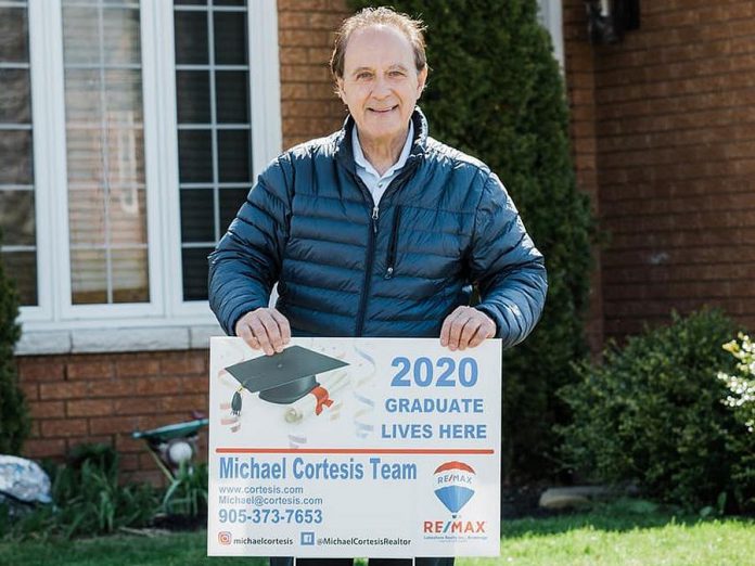 Since late April, Michael Cortesis of RE/MAX Lakeshore Realty Inc. Brokerage in Cobourg has been offering Northumberland County families these signs to recognize their graduating students during the COVID-19 pandemic. (Photo: Michael Cortesis / Facebook)