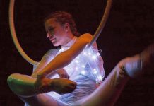 Public Energy will screen aerial artist Nicole Malbeuf's "Aurora" in The Rewind Room at noon on Wednesday, May 27th. (Photo: Wayne Eardley)
