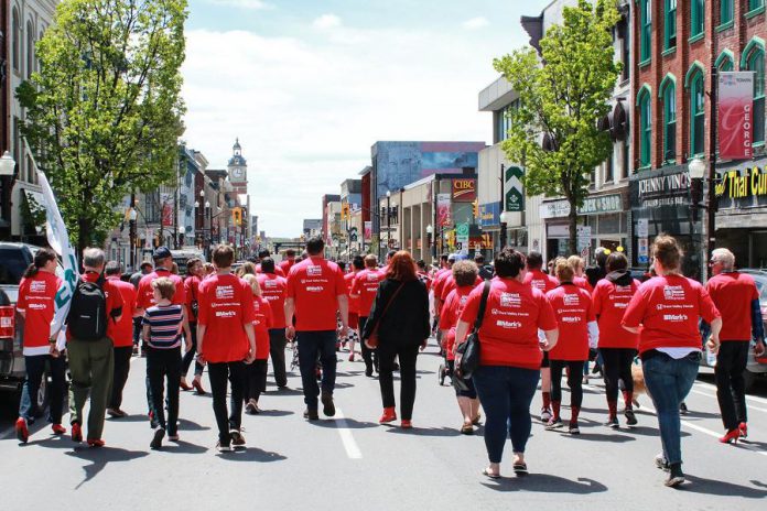 The 2019 Walk a Mile in Her Shoes event in Peterborough raised $103,028 for the YWCA Crossroads Shelter. On May 1, 2020, YWCA Peterborough Haliburton announced it is ending the event after 11 years. (Photo: YWCA Peterborough Haliburton / Facebook)