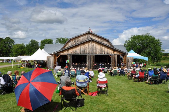 Westben's popular Concerts at The Barn series in Campbellford takes place in a 400-seat timber-frame barn with seating space for around one hundred people on lawn chairs in the meadow. (Photo: Westben)