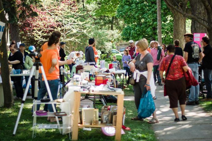 A local health unit is discouraging residents from hosting garage or yard sales during the COVID-19 pandemic. Pictured is the Great Gilmour Street Garage Sale that usually takes takes place in late May in Peterborough. (Photo: Linda McIlwain)