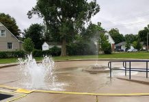The wading pool being filled in 2019 at John Taylor Memorial Park at McKellar Street and St. Catherine Street in Peterborough, named after kawarthaNOW publisher Jeannine Taylor's late father, a community activist who was instrumental in leading a neighbourhood campaign to save the wading pool in the 1990s. All four of the city's wading pools open for the season on June 27, 2020. (Photo: Kim Zippel)