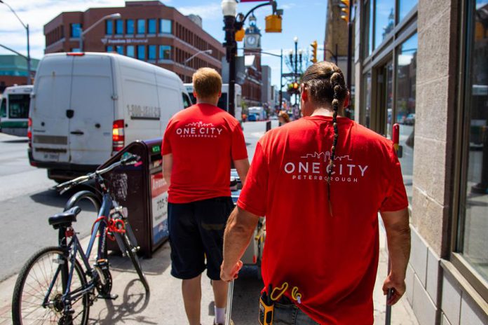 People with challenges finding employment will be helping clean downtown Peterborough beginning in June. Clients of the charity One City Peterborough will join workers with Clint's Property Maintenance to assist with cleaning the downtown during the summer months. (Photo courtesy of Peterborough DBIA)