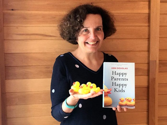 Peterborough parenting author and speaker Ann Douglas, pictured with a copy of her latest book, "Happy Parents Happy Kids", is one of eight new 2020 inductees of the Peterborough and District Pathway of Fame, which honours people both past and present who have significantly contributed to the arts and humanities heritage of the area. (Photo courtesy of Ann Douglas)
