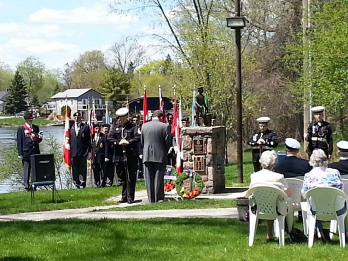 The Peterborough Naval Association commemorating the Battle of the Atlantic of World War II at its seven-acre property alongside the Otonabee River in 2013. The association, which is facing declining revenues and increaing costs, is dissolving and will use the proceeds from selling its property to the City of Peterborough to create a trust fund to support veterans, their families, and more. (Photo: Peterborough Naval Association / Facebook)