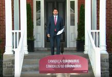 Prime Minister Justin Trudeau outside of his home in Ottawa on June 16, 2020. Trudeau announced that federal government will be extending the Canada Emergency Response Benefit for an additional eight weeks. (Screenshot / CPAC)