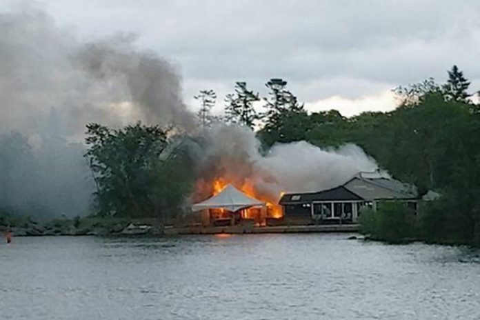 A fire at Rileys Bar and Grill in Bobcaygeon on June 24, 2020. (Photo: Rileys / Facebook)