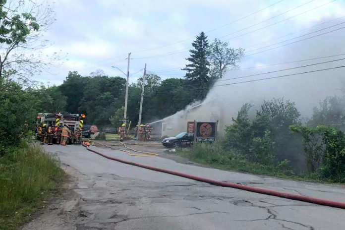 A fire at Rileys Bar and Grill in Bobcaygeon on June 24, 2020. (Photo: Rileys / Facebook)